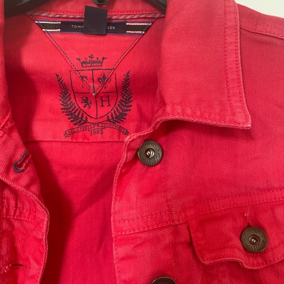 Tommy Hilfiger Women’s Pink Denim Jeans Trucker Cotton Jacket Button Front Sz M - Picture 9 of 14